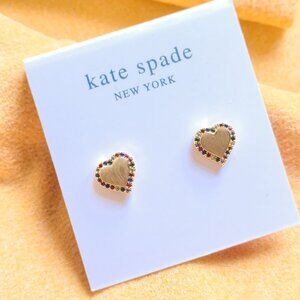 Kate Spade Take Heart Gold Multi Color Stud Earrings NEW AUTHENTIC